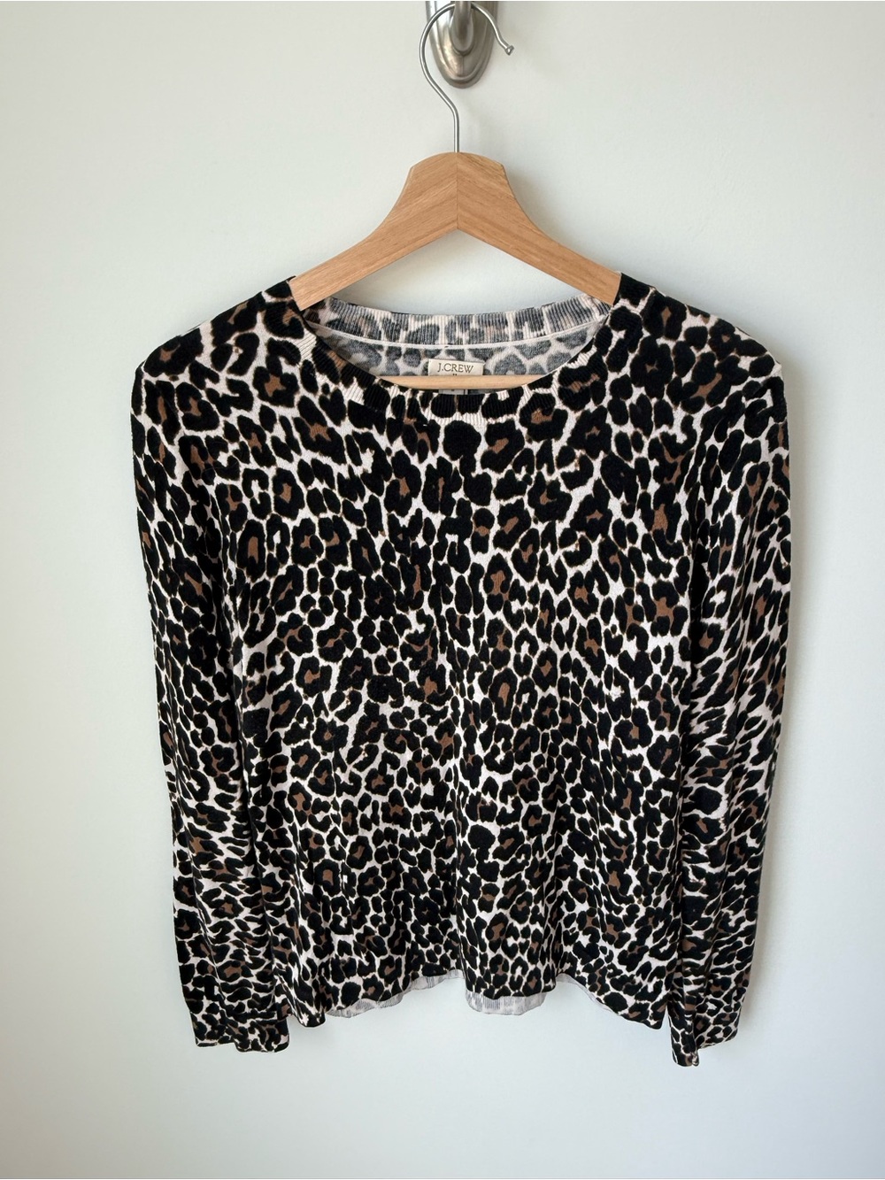 J. Crew 100% Cotton Leopard Print Crewneck lightweight sweater | M